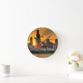 Adlerからのシカゴのスカイラインの眺め ラウンド壁時計 (ホーム)