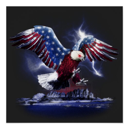 Adler mit Flügeln der amerikanischen Flagge ポスター (正面)