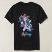 ADLEYネームパーソナライズされたカスタムレインボーユニコーンダブ Tシャツ (デザイン正面)