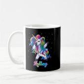 ADLEY Name Personalized Custom Rainbow Unicorn Dab コーヒーマグカップ (左)