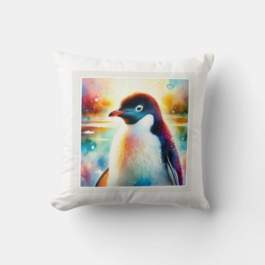 Adlie Penguin 210624AREF105 - Watercolor クッション (正面)