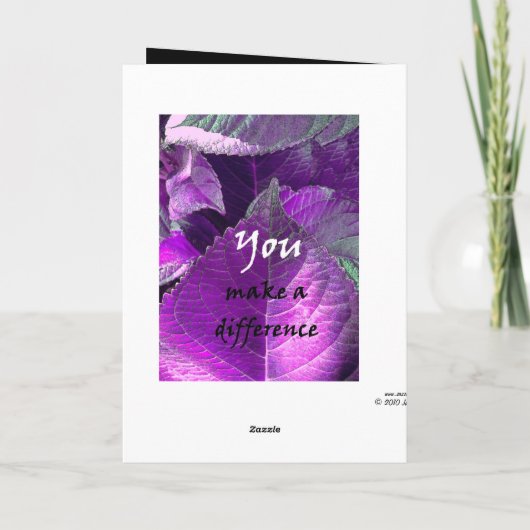 Adminのプロフェッショナル日の紫色の葉ありがとう サンキューカード (裏面)