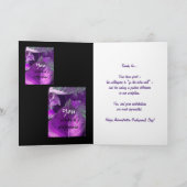 Adminのプロフェッショナル日の紫色の葉ありがとう サンキューカード (内部)