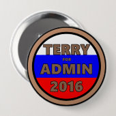 Admin 2016ボタンのためのテリー 缶バッジ (正面&裏面)