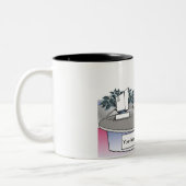 Admin Asst, Receptionist – 男性の漫画 ツートーンマグカップ (左)