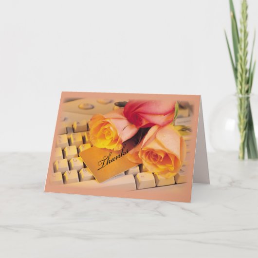 Admin Proコンピュータバラ感謝してい サンキューカード (正面)