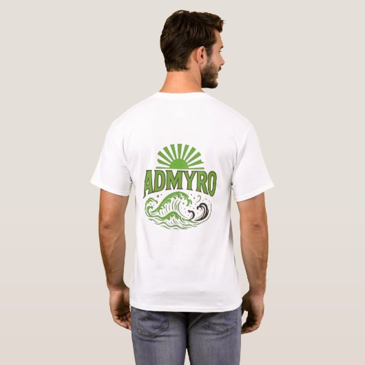 Admyro Waves Men's T-Shirt – Logo Front & Back Des Tシャツ (裏面フル)