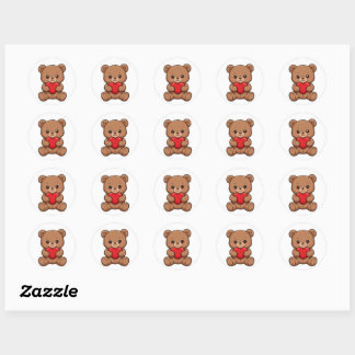 Adoのかわいいテディベアのステッカー ラウンドシール