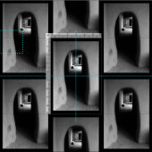 Adobeの戸口の白黒写真の生地 ファブリック (タイル)