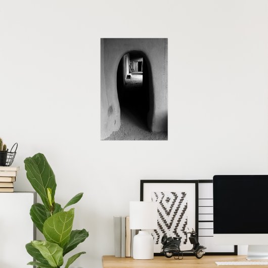 Adobe Doutorアーキテクチャの白黒の写真 ポスター (ホームオフィス)