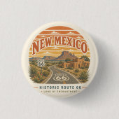 Adobe Mesa Route 66 デザートロードのバッジアート 缶バッジ (正面)