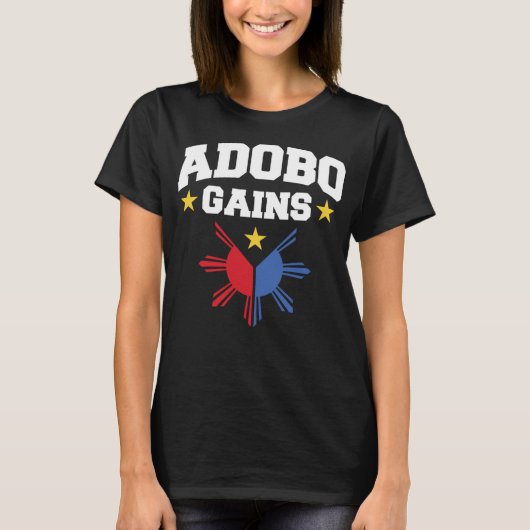 Adobo Gains Funny Filipino Philippine Sun Flag Pri Tシャツ (正面)