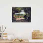 Adolphe Monet Reading in the Garden, 1866 ポスター (キッチン)