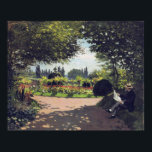 Adolphe Monet Reading in the Garden, 1866 ポスター<br><div class="desc">Oscar-Claude Monet was a founder of French Impressionist painting,  and the most consistent and prolific practitioner of the movement's philosophy of expressing one's perceptions before nature,  especially as applied to plein-air landscape painting.</div>