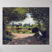 Adolphe Monet Reading in the Garden, 1866 ポスター (正面)