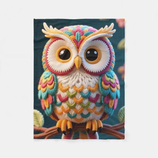 ADOM かわいいカラフルなフクロウのスローブランケット フリースブランケット (正面)