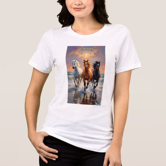 ADOM「疾走馬」女性用グラフィックTシャツ トライブレンドTシャツ (正面)