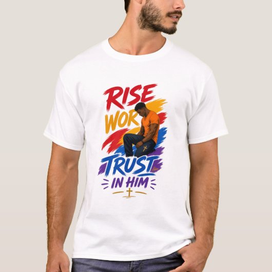 ADOM 立ち上がれ 働け 神を信じよ Tシャツ (正面)