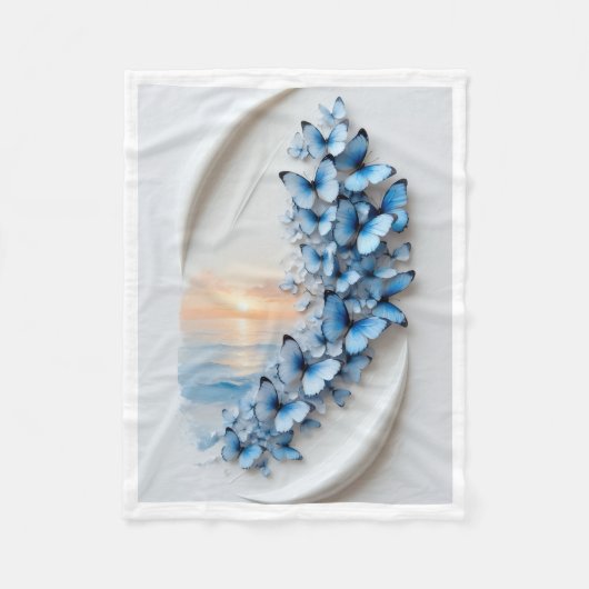 ADOM Azure Butterfly Flight Blanket フリースブランケット (正面)