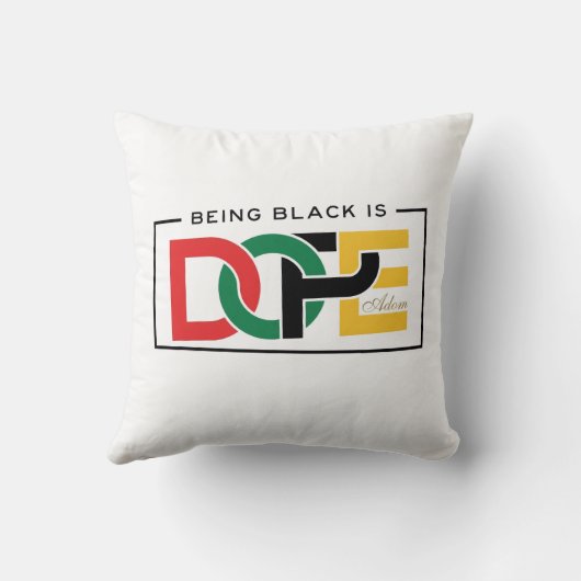 ADOM "Being Black Is Dope" VネックTシャツ クッション (裏面)