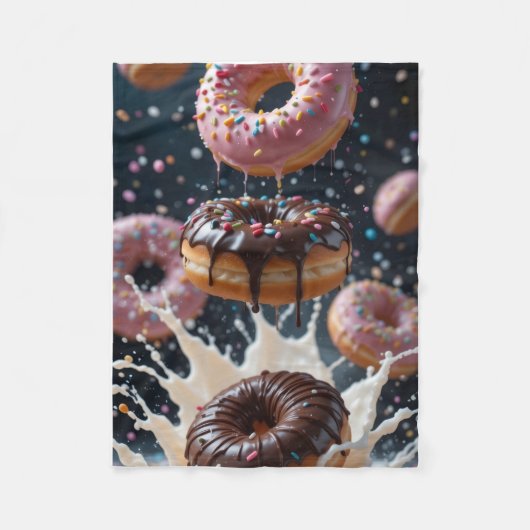 ADOM Floating Donuts Milk Splash Blanket フリースブランケット (正面)