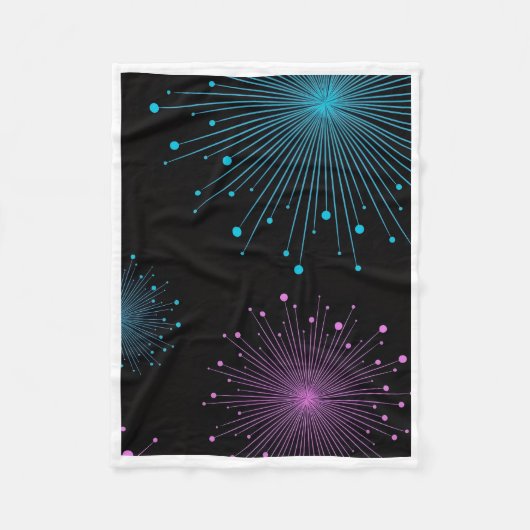 ADOM Glowing Fireworks Abstract Blanket フリースブランケット (正面)