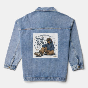 ADOM "Jesus Is My Rock" レディースTシャツ デニムジャケット