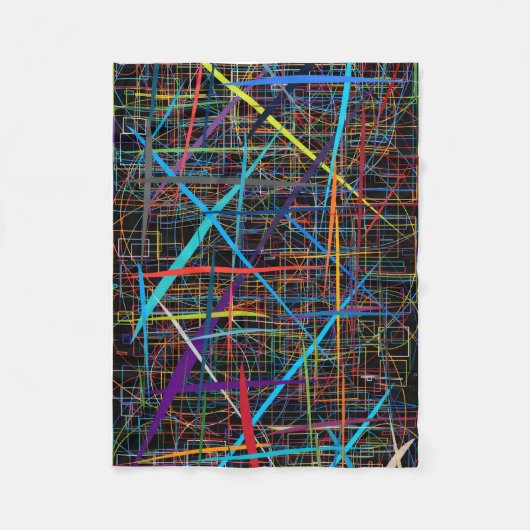 ADOM Neon Lines Abstract Throw Blanket フリースブランケット (正面)