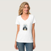 ADOM「Panda Paradise Found」Vネック レディースTシャツ Tシャツ (正面フル)