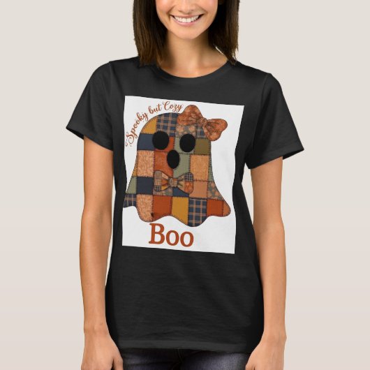 ADOM "Spooky but Cozy" ゴースト柄 レディースTシャツ Tシャツ (正面)
