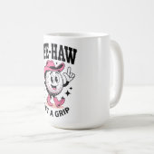 ADOM "Tee-Haw Get a Grip" レディース グラフィックTシャツ コーヒーマグカップ (正面右)