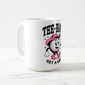 ADOM "Tee-Haw Get a Grip" レディース グラフィックTシャツ コーヒーマグカップ (正面左)