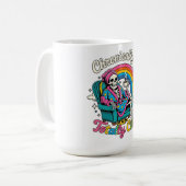 ADOM "Totally Chill" レディース ロングスリーブTシャツ コーヒーマグカップ (正面左)