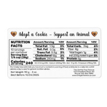 Adopt a Cookie Animal Rescue Bake Nutrition Facts