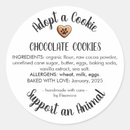 Adopt a Cookie Animal Rescue Bakery Ingredients ラウンドシール