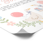 Adopt a Goose Pink Floral Birthday Decor Sign ポスター (角)