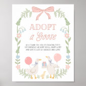 Adopt a Goose Pink Floral Birthday Decor Sign ポスター (正面)