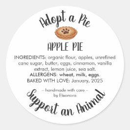 Adopt a Pie Animal Rescue Bakery Ingredients ラウンドシール