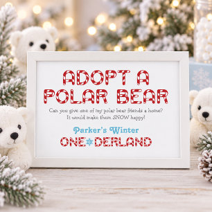 Adopt a Polar Bear 冬のファーストバースデーパーティーサイン