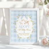 Adopt A Silly Goose Blue Gingham 1st Birthday ポスター