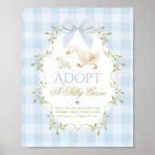 Adopt A Silly Goose Blue Gingham 1st Birthday ポスター (正面)