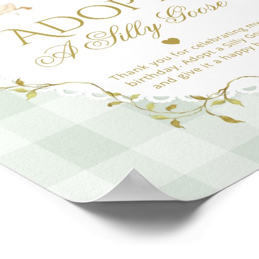 Adopt a Silly Goose Gender Neutral 1st Birthday ポスター (角)