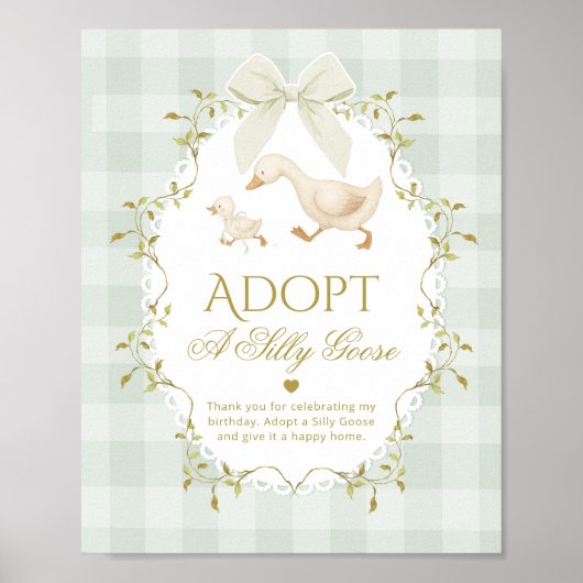 Adopt a Silly Goose Gender Neutral 1st Birthday ポスター (正面)