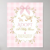Adopt A Silly Goose Pink Gingham 1st Birthday ポスター (正面)