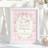 Adopt A Silly Goose Pink Gingham 1st Birthday ポスター