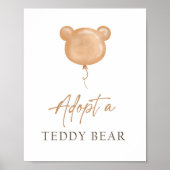 Adopt a Teddy Bear Balloon Boho Adoption Birthday  ポスター (正面)