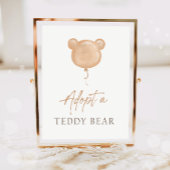 Adopt a Teddy Bear Balloon Boho Adoption Birthday  ポスター