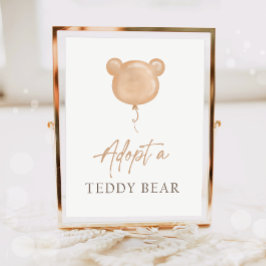 Adopt a Teddy Bear Balloon Boho Adoption Birthday  ポスター