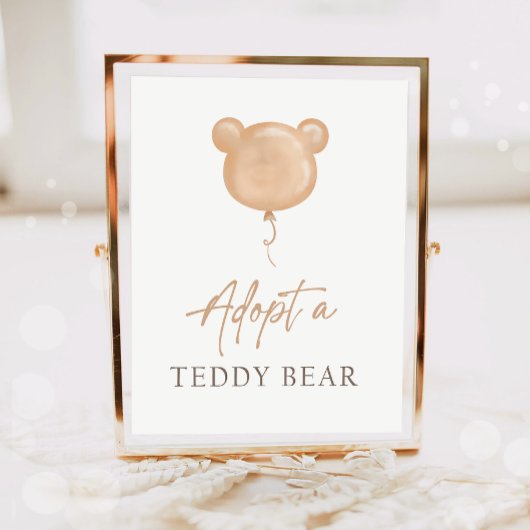 Adopt a Teddy Bear Balloon Boho Adoption Birthday  ポスター
