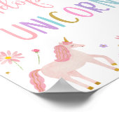 Adopt A Unicorn Floral Birthday Party Sign ポスター (角)